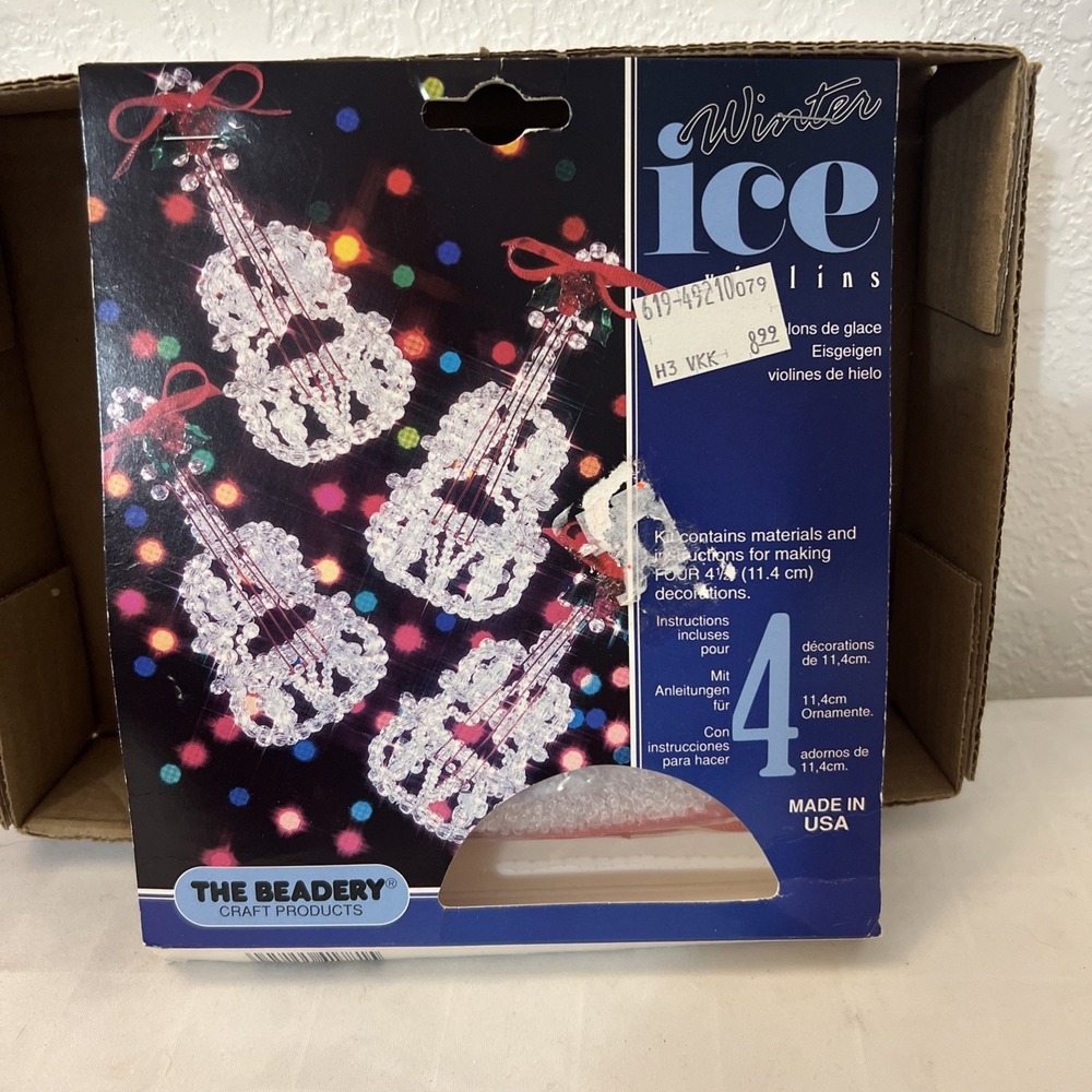 The Beadery Winter Ice Violins Ornaments Kit 4838 Vintage 4 1992 NEW NIP Holiday